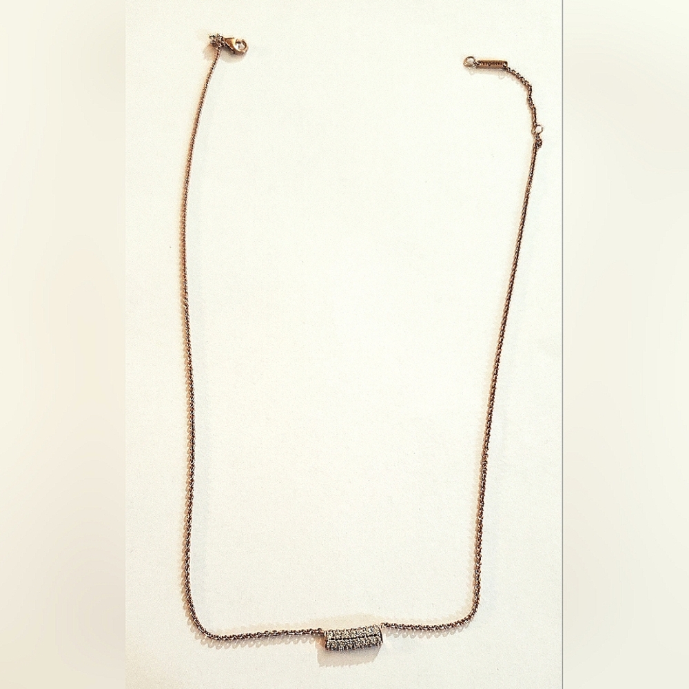 Authentic NEW Pandora Timeless Pavé Double-row CZ Bar Collier Necklace 14kRGP - Picture 11 of 11